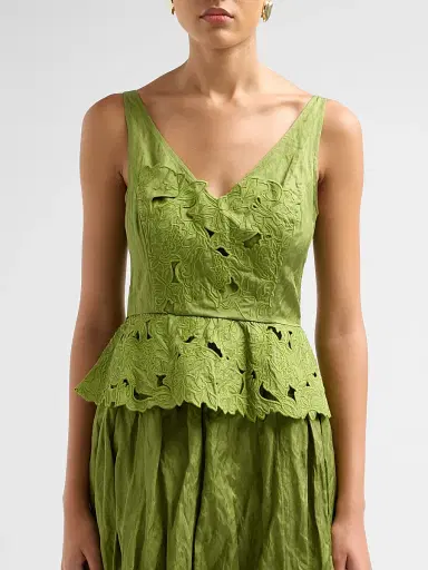Jason Wu Collection Women's Floral Embroidered Peplum Midi Dress - Peashoot - Size 14 | Thumbnail 5