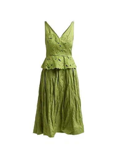 Jason Wu Collection Women's Floral Embroidered Peplum Midi Dress - Peashoot - Size 14 | Thumbnail 1