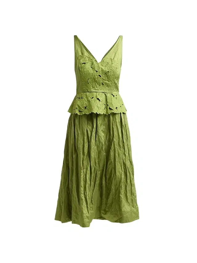 Jason Wu Collection Women's Floral Embroidered Peplum Midi Dress - Peashoot