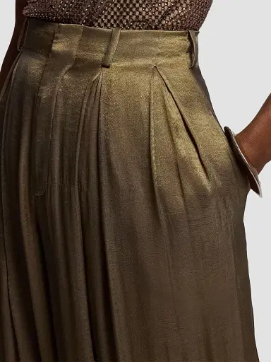 Ralph Lauren Collection Women's Greer Lamé Pleated Pants - Antique Brass - Size 8 | Thumbnail 5 Ralph Lauren Collection Women's Greer Lamé Pleated Pants - Antique Brass - Size 8 | Thumbnail 5