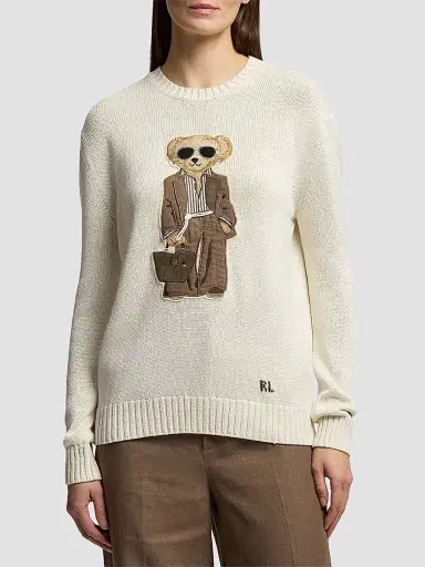Ralph Lauren Collection Women's Summer Polo Bear Silk Crewneck Sweater | Thumbnail 3