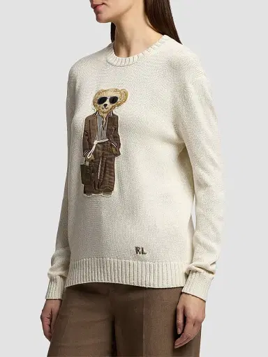 Ralph Lauren Collection Women's Summer Polo Bear Silk Crewneck Sweater | Thumbnail 4