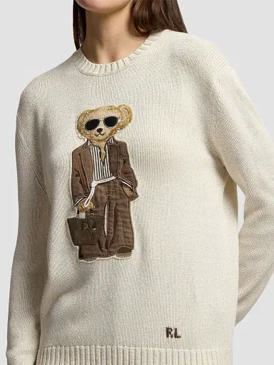 Ralph Lauren Collection Women's Summer Polo Bear Silk Crewneck Sweater | Thumbnail 6