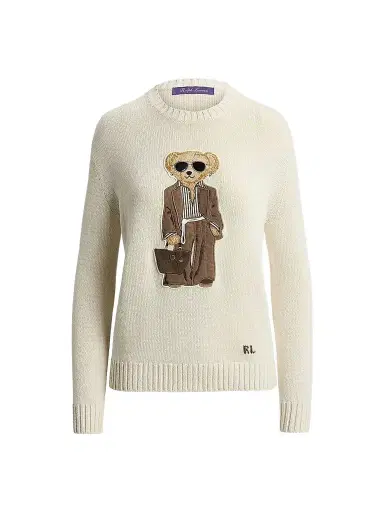 Ralph Lauren Collection Women's Summer Polo Bear Silk Crewneck Sweater | Thumbnail 1