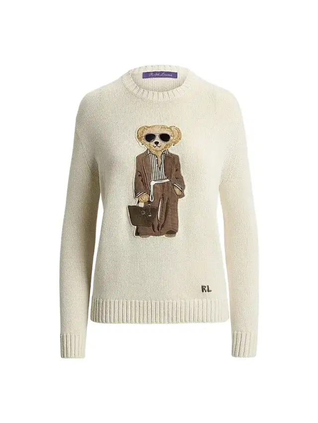 Ralph Lauren Collection Women's Summer Polo Bear Silk Crewneck Sweater - Lux Cream