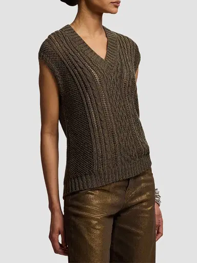 Ralph Lauren Collection Women's Cable-Knit Silk-Cashmere Sweater Vest | Thumbnail 2 Ralph Lauren Collection Women's Cable-Knit Silk-Cashmere Sweater Vest | Thumbnail 2