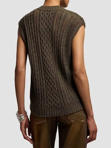 Ralph Lauren Collection Women's Cable-Knit Silk-Cashmere Sweater Vest | Thumbnail 3 Ralph Lauren Collection Women's Cable-Knit Silk-Cashmere Sweater Vest | Thumbnail 3