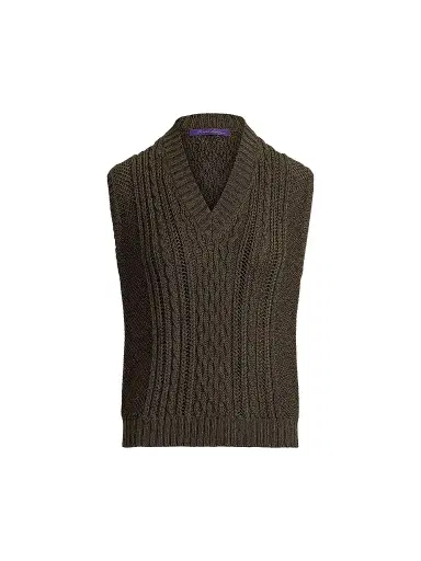 Ralph Lauren Collection Women's Cable-Knit Silk-Cashmere Sweater Vest | Thumbnail 1 Ralph Lauren Collection Women's Cable-Knit Silk-Cashmere Sweater Vest | Thumbnail 1