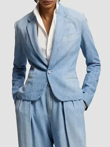 Ralph Lauren Collection Women's Lochlan Cotton Denim Blazer | Thumbnail 2 Ralph Lauren Collection Women's Lochlan Cotton Denim Blazer | Thumbnail 2