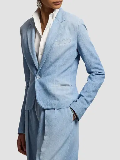 Ralph Lauren Collection Women's Lochlan Cotton Denim Blazer | Thumbnail 3 Ralph Lauren Collection Women's Lochlan Cotton Denim Blazer | Thumbnail 3