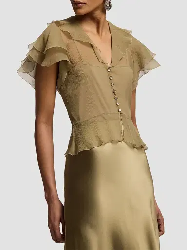 Ralph Lauren Collection Women's Kristina Crinkle Chiffon Blouse | Thumbnail 4 Ralph Lauren Collection Women's Kristina Crinkle Chiffon Blouse | Thumbnail 4