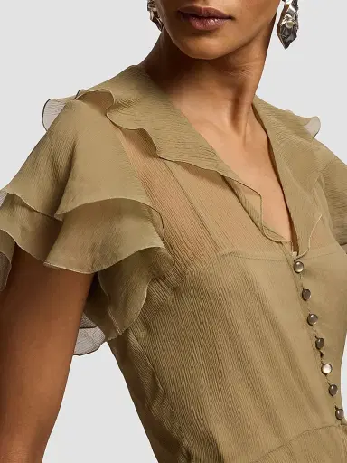 Ralph Lauren Collection Women's Kristina Crinkle Chiffon Blouse | Thumbnail 6 Ralph Lauren Collection Women's Kristina Crinkle Chiffon Blouse | Thumbnail 6