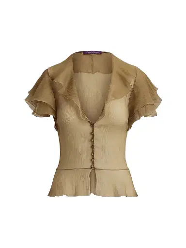 Ralph Lauren Collection Women's Kristina Crinkle Chiffon Blouse | Thumbnail 1 Ralph Lauren Collection Women's Kristina Crinkle Chiffon Blouse | Thumbnail 1
