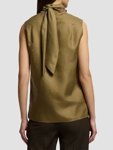 Ralph Lauren Collection Women's Gilmore Satin Taffeta Top - Porcini - Size 8 | Thumbnail 4