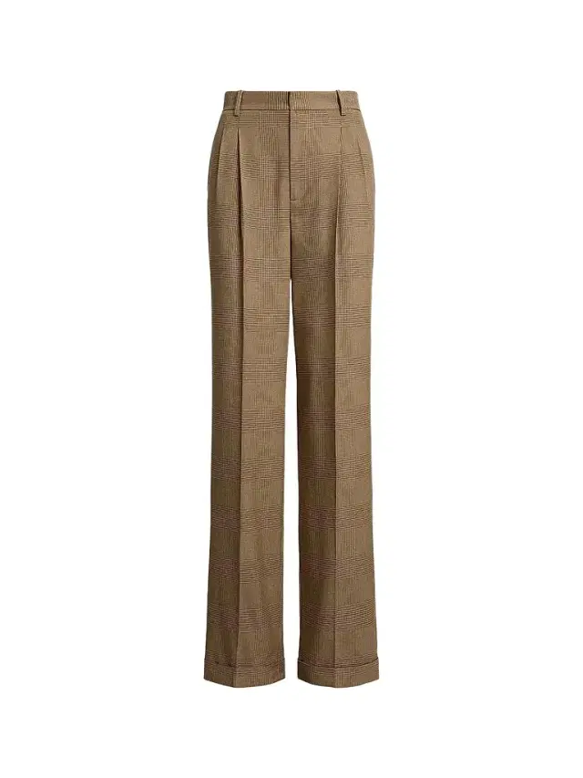 Ralph Lauren Collection Women's Timothy Glen Plaid Silk Pants - Sycamore Light Tan