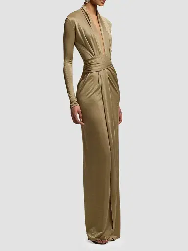 Ralph Lauren Collection Women's Ashten Metallic Jersey Evening Dress - Antique Gold - Size 8 | Thumbnail 4 Ralph Lauren Collection Women's Ashten Metallic Jersey Evening Dress - Antique Gold - Size 8 | Thumbnail 4