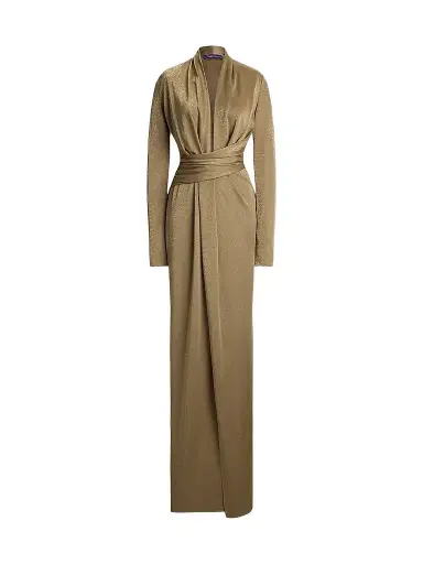 Ralph Lauren Collection Women's Ashten Metallic Jersey Evening Dress - Antique Gold - Size 8 | Thumbnail 1 Ralph Lauren Collection Women's Ashten Metallic Jersey Evening Dress - Antique Gold - Size 8 | Thumbnail 1