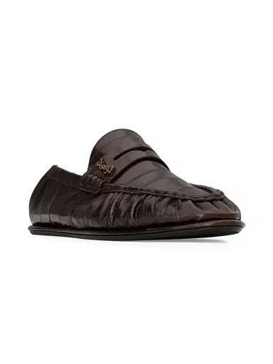 Saint Laurent Women's Le Foldable Loafers in Eel - Burnt Brown - Size 11 | Thumbnail 2