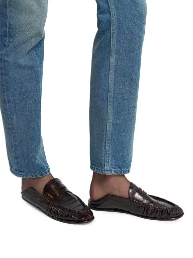 Saint Laurent Women's Le Foldable Loafers in Eel - Burnt Brown - Size 11 | Thumbnail 6