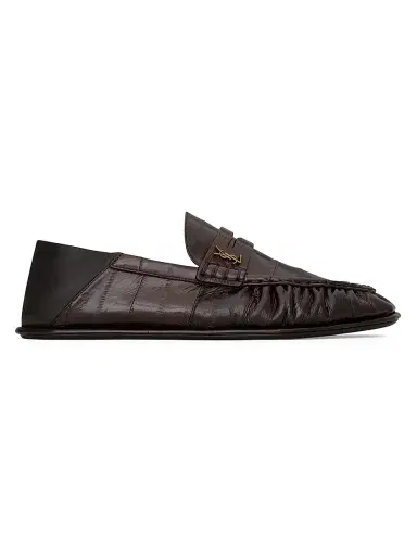 Saint Laurent Women's Le Foldable Loafers in Eel - Burnt Brown - Size 11 | Thumbnail 1