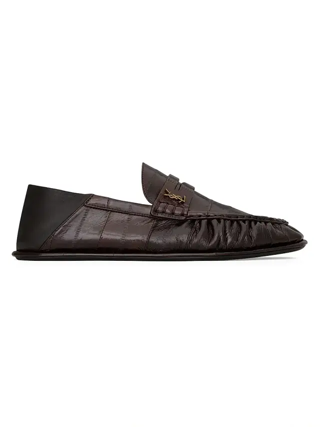 Saint Laurent Women's Le Foldable Loafers in Eel - Burnt Brown