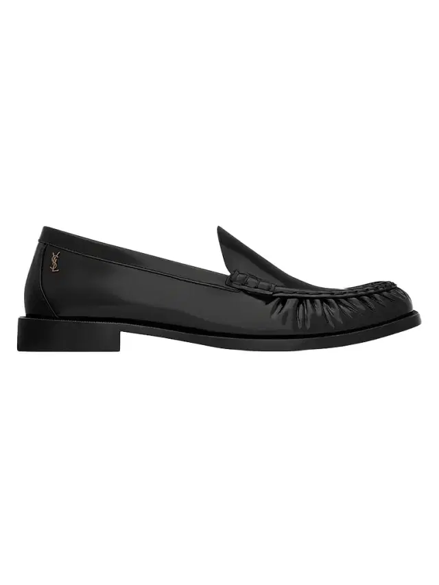 Saint Laurent Men's Theobald Loafers in Glazed Leather - Black