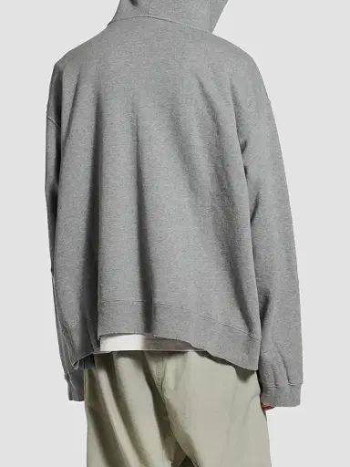 Balenciaga Men's Luxury Script Oversized Zip-Up Hoodie - Dark Heather Grey Blue | Thumbnail 4 Balenciaga Men's Luxury Script Oversized Zip-Up Hoodie - Dark Heather Grey Blue | Thumbnail 4