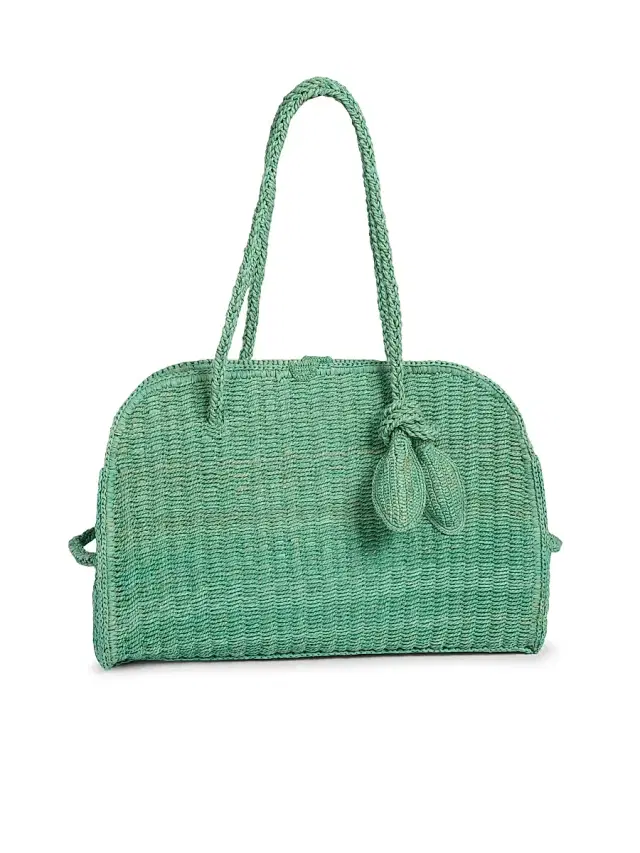 Jacquemus Women's Le Turismo Raffia & Leather Bowler - Turquoise