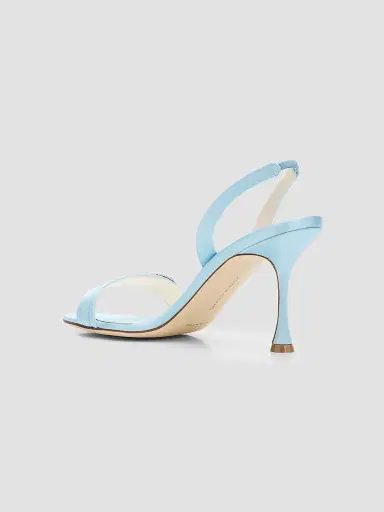 Manolo Blahnik Women's Zutosan 90MM Satin Slingback Sandals - Light Blue - Size 6.5 | Thumbnail 4