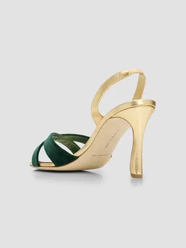 Manolo Blahnik Women's Callydra 90MM Velvet-Trimmed Slingback Sandals | Thumbnail 4 Manolo Blahnik Women's Callydra 90MM Velvet-Trimmed Slingback Sandals | Thumbnail 4