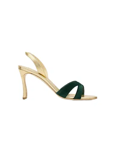 Manolo Blahnik Women's Callydra 90MM Velvet-Trimmed Slingback Sandals | Thumbnail 1 Manolo Blahnik Women's Callydra 90MM Velvet-Trimmed Slingback Sandals | Thumbnail 1