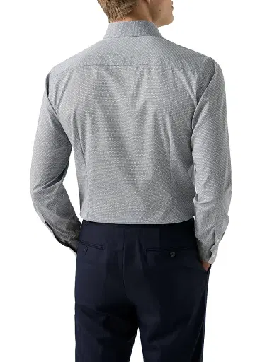 Eton Men's Geometric Twill Slim-Fit Shirt - Navy Blue - Size 17.5 | Thumbnail 4