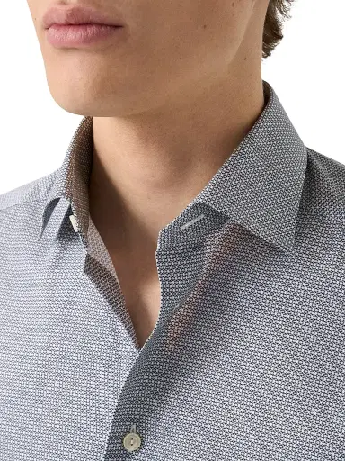 Eton Men's Geometric Twill Slim-Fit Shirt - Navy Blue - Size 17.5 | Thumbnail 5