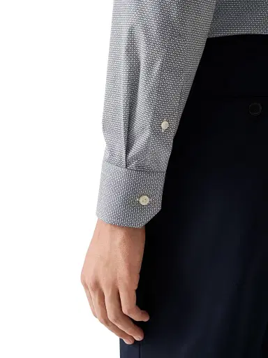 Eton Men's Geometric Twill Slim-Fit Shirt - Navy Blue - Size 17.5 | Thumbnail 6