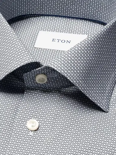 Eton Men's Geometric Twill Slim-Fit Shirt - Navy Blue - Size 17.5 | Thumbnail 7