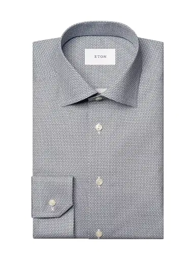 Eton Men's Geometric Twill Slim-Fit Shirt - Navy Blue - Size 17.5 | Thumbnail 1