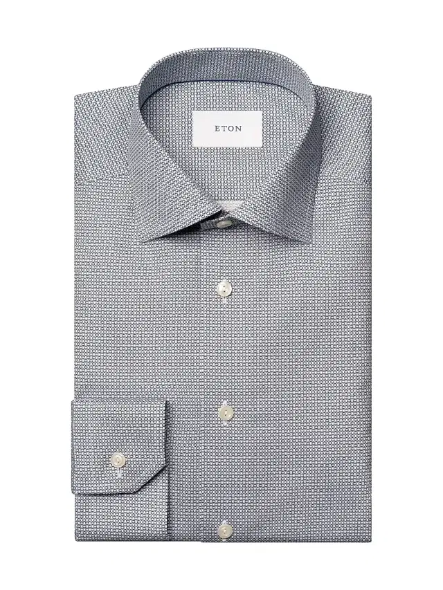 Eton Men's Geometric Twill Slim-Fit Shirt - Navy Blue