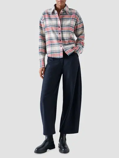 Akris punto Women's Plaid Brushed Cotton Flannel Shirt | Thumbnail 2 Akris punto Women's Plaid Brushed Cotton Flannel Shirt | Thumbnail 2