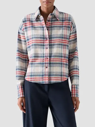 Akris punto Women's Plaid Brushed Cotton Flannel Shirt | Thumbnail 4 Akris punto Women's Plaid Brushed Cotton Flannel Shirt | Thumbnail 4
