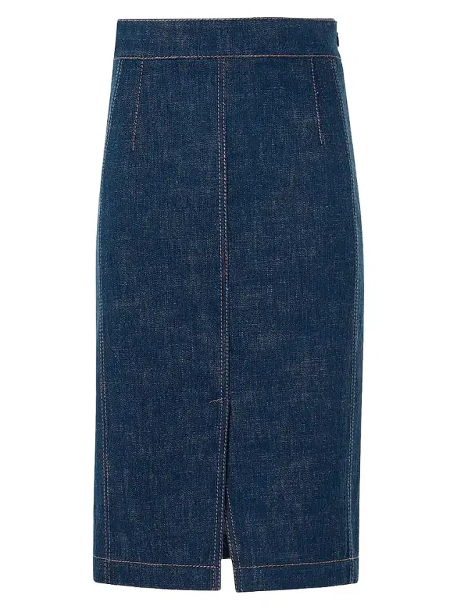 Akris punto Women's Pencil Winter Denim Midi Skirt - Blue Denim
