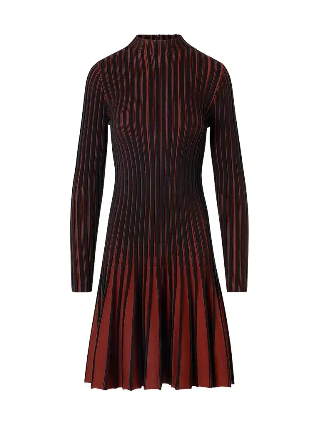 Akris punto Women's Pleated Wool Dress - Copper Black