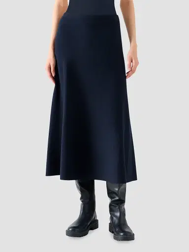 Akris punto Women's Stretch-Wool Midi Skirt - Navy - Size 16 | Thumbnail 2