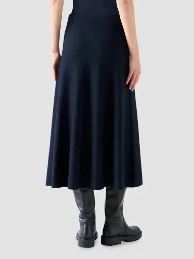 Akris punto Women's Stretch-Wool Midi Skirt - Navy - Size 16 | Thumbnail 3