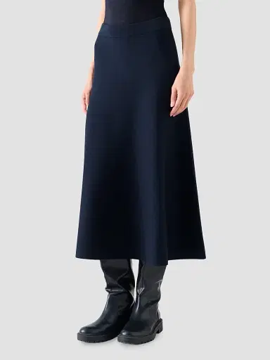 Akris punto Women's Stretch-Wool Midi Skirt - Navy - Size 16 | Thumbnail 5