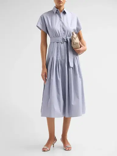 Akris Women's Belted Cotton Midi Dress | Thumbnail 2