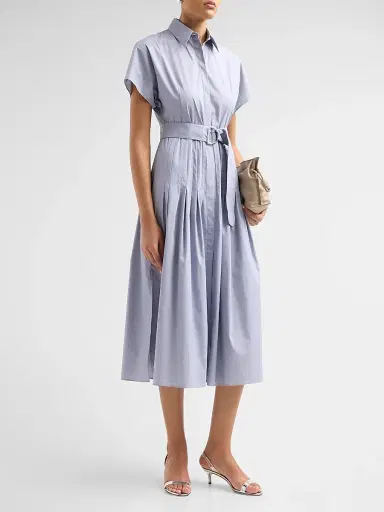 Akris Women's Belted Cotton Midi Dress | Thumbnail 4