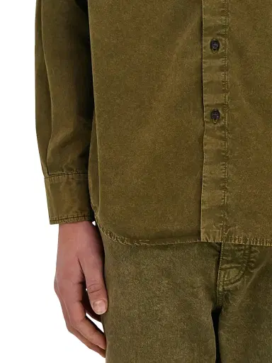 Ferragamo Men's Cotton-Silk Work Shirt - Olive - Size XL | Thumbnail 5