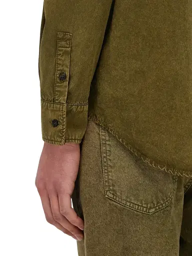 Ferragamo Men's Cotton-Silk Work Shirt - Olive - Size XL | Thumbnail 6