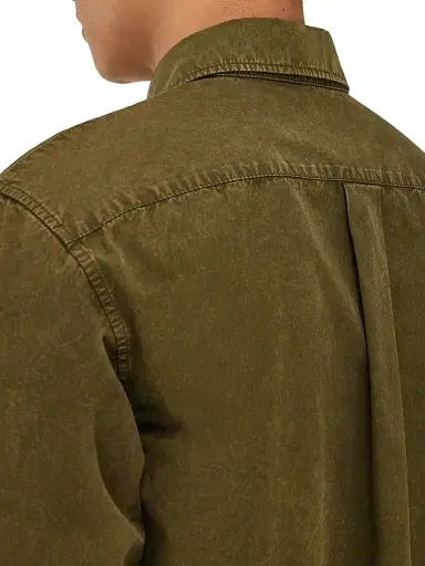 Ferragamo Men's Cotton-Silk Work Shirt - Olive - Size XL | Thumbnail 7
