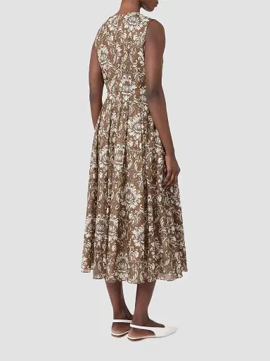 Max Mara Women's Printed Cotton Voile Midi Dress | Thumbnail 4 Max Mara Women's Printed Cotton Voile Midi Dress | Thumbnail 4